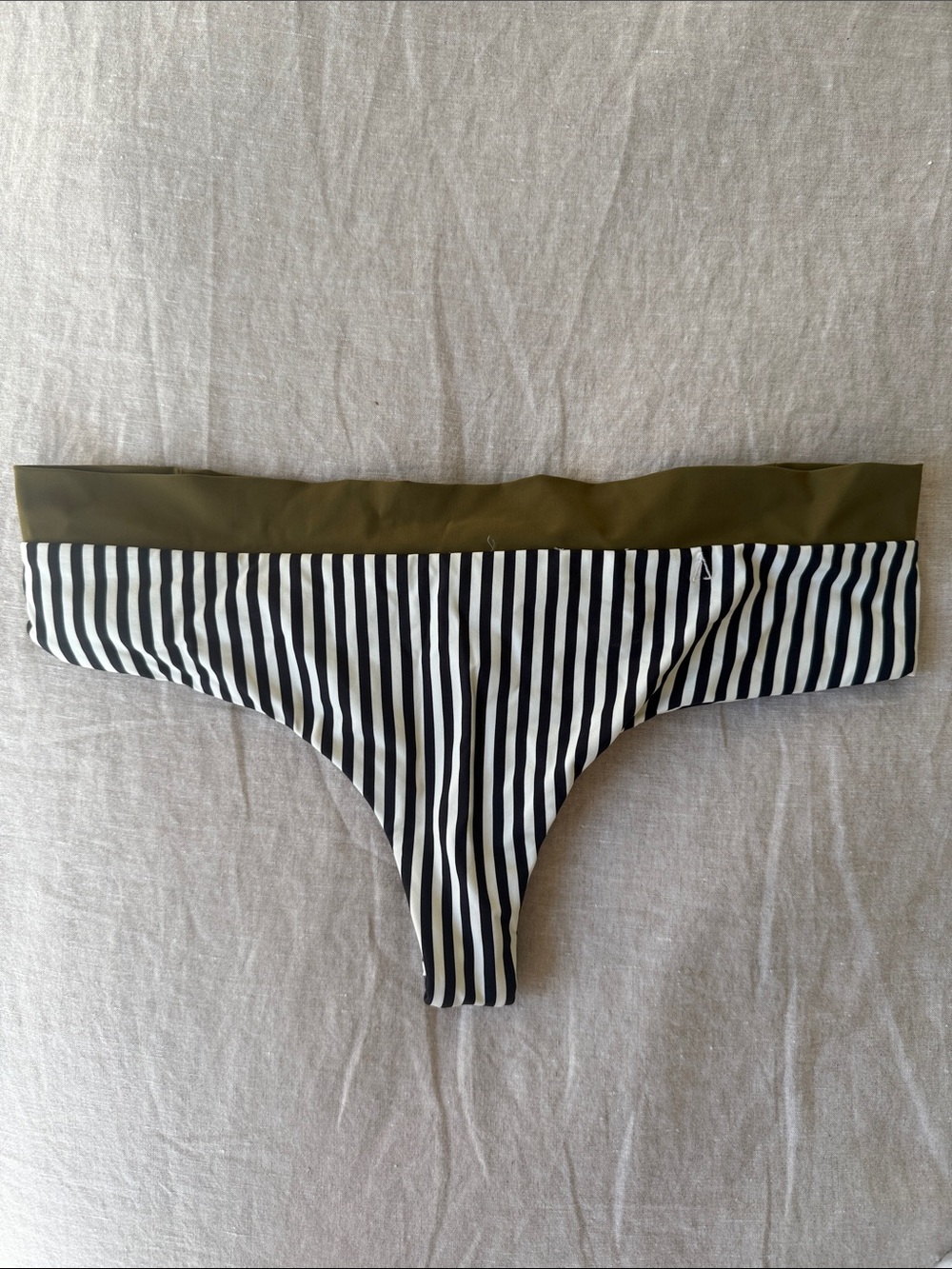 Boys + Arrows Black & White Cheeky Bikini Bottom with Olive Waistband